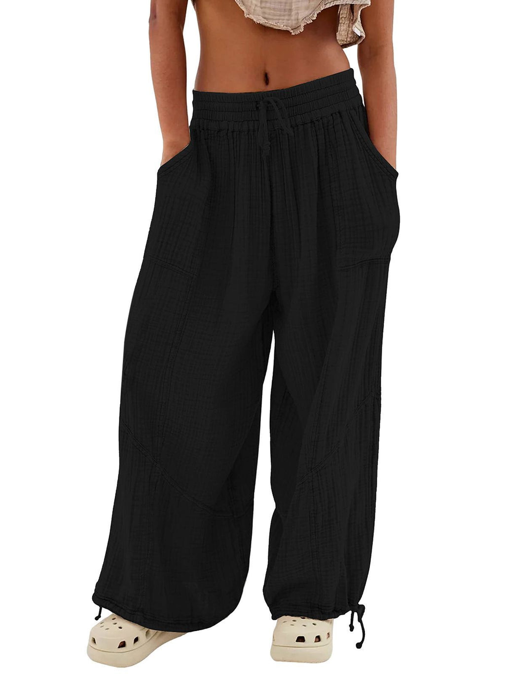 Pantalon de jambes large couleur pour femme