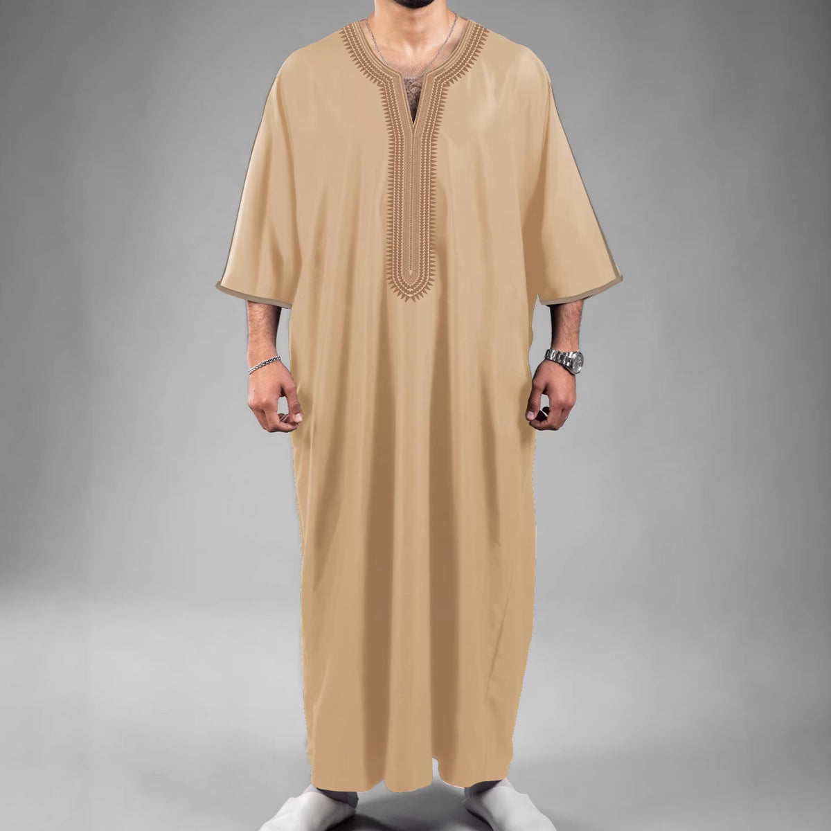 Robe masculine marocaine ethnique à impression numérique 3D