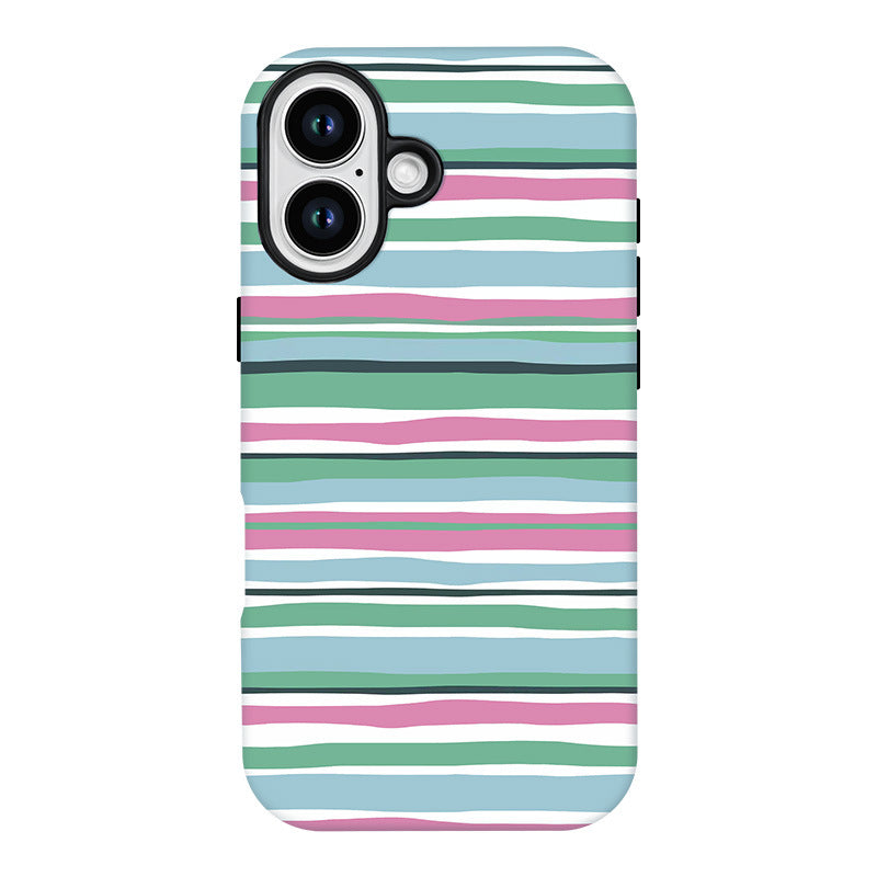 Cas de téléphone rayé coloré Creative 2 en 1 Design personnalisable