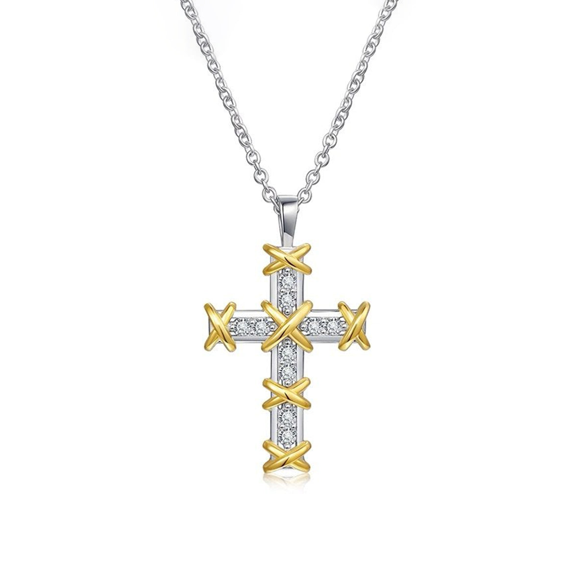 S925 Collier en mousse argentée à deux tons 43cm Pave X-Wrap D Couleur VVS1 GRA certifié