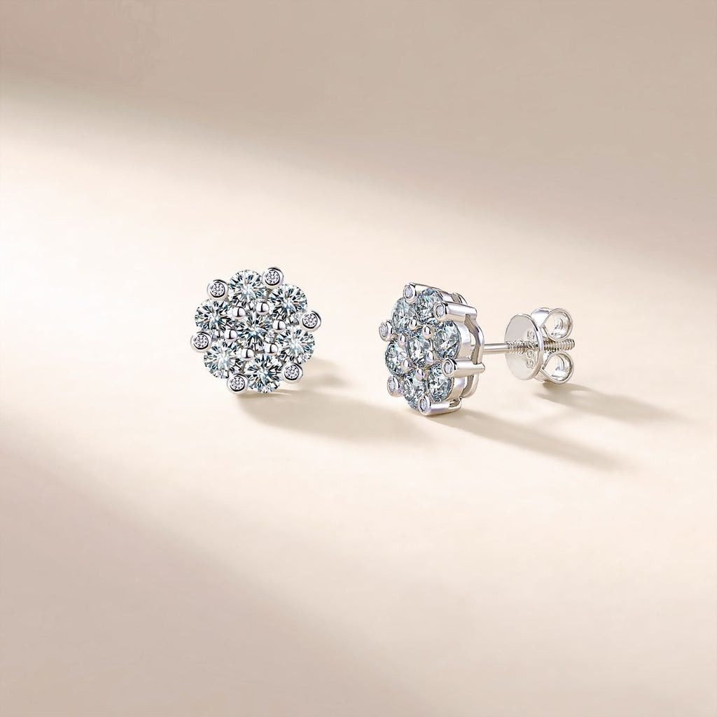 S925 Sterling Silver Cluster Earrings