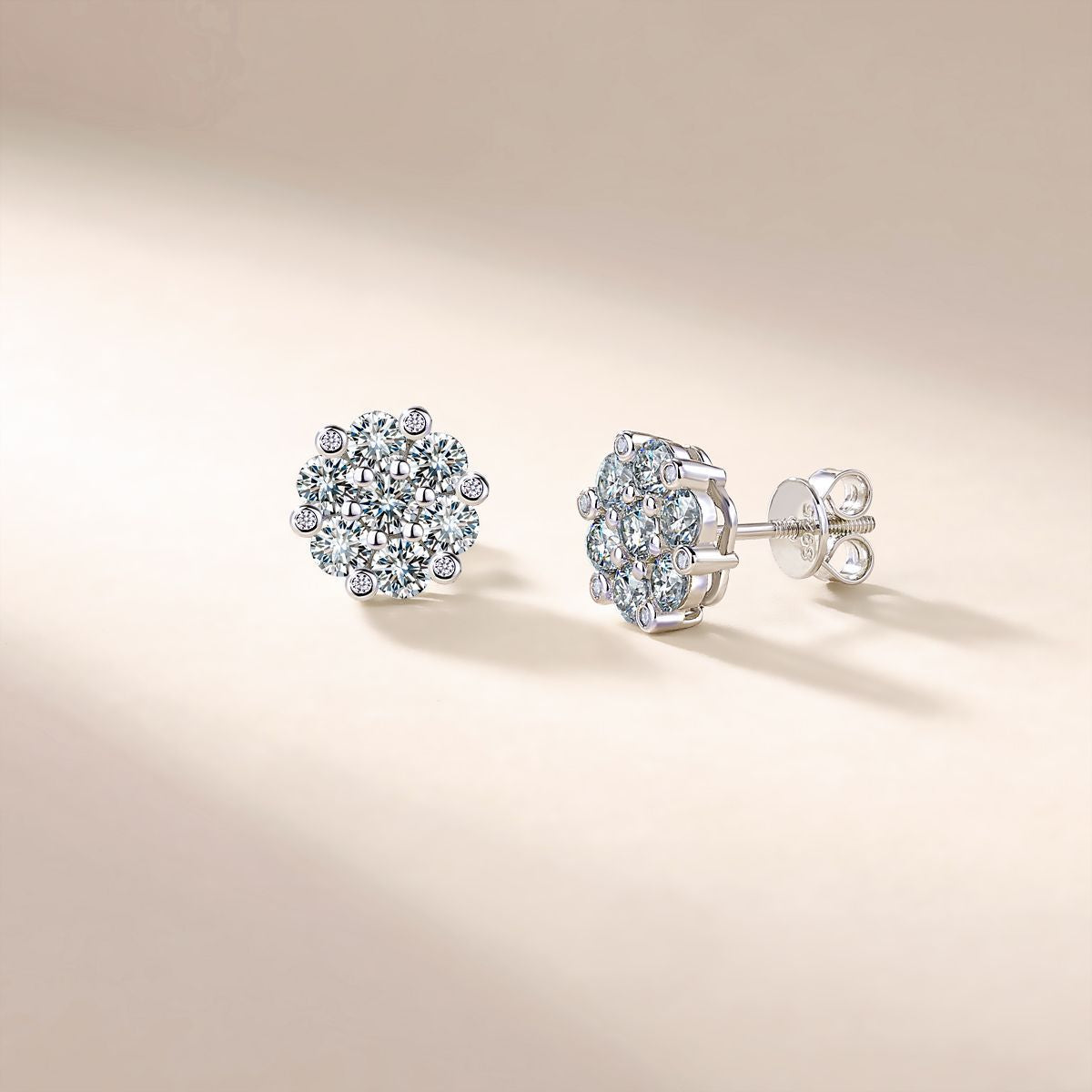 S925 Sterling Silver Cluster Earrings