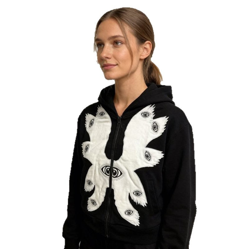 Sweatshirt à capuche à capuche avec veste imprimée à l'œil
