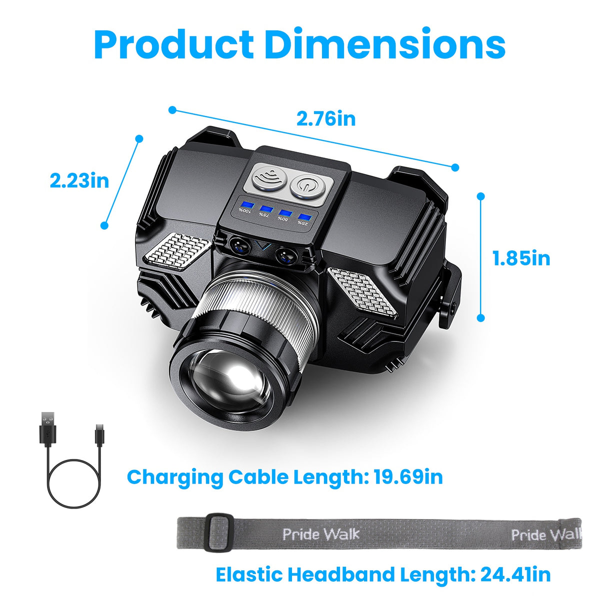 1Pc Motion Sensor Headlamp LED Zoomable Flashlight Waterproof Outdoor Emergency H