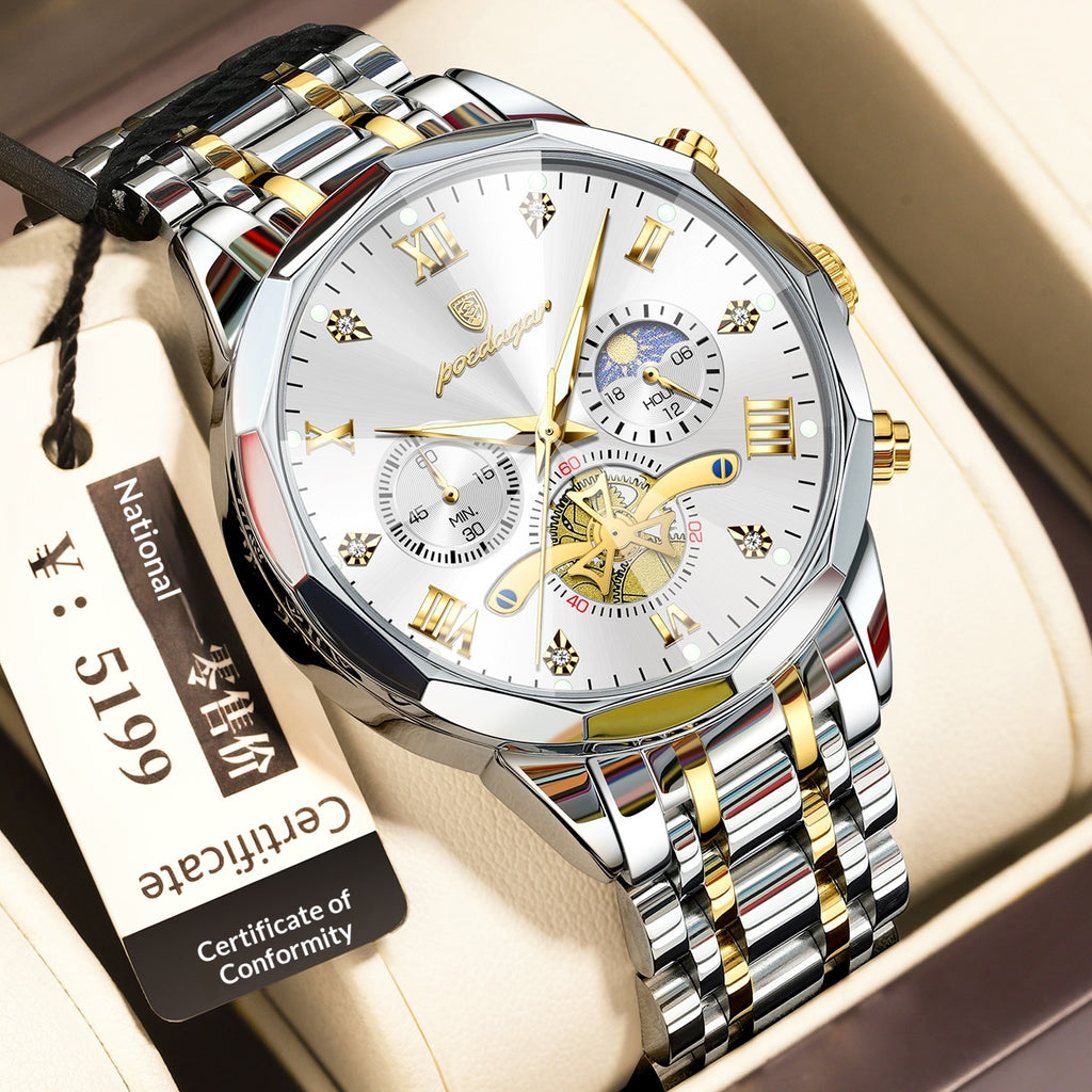 Montre Quartz multifonctionnelle imperméable pour hommes