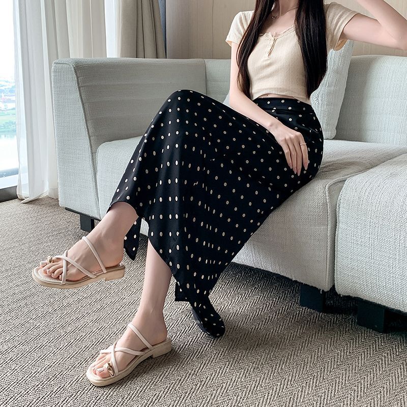 Plus-size Summer Polka-dot Jupe haute taille A-line