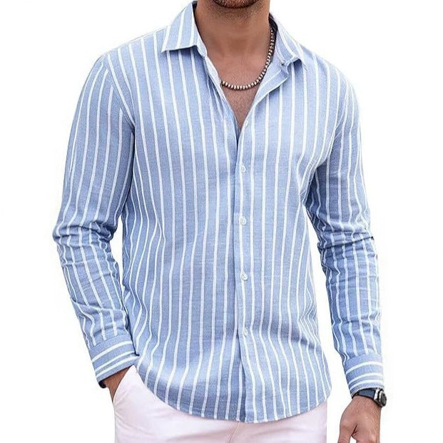 Chemise à manches longues à manches longues classique rayéeQuatre-Way Stretch Top Homme