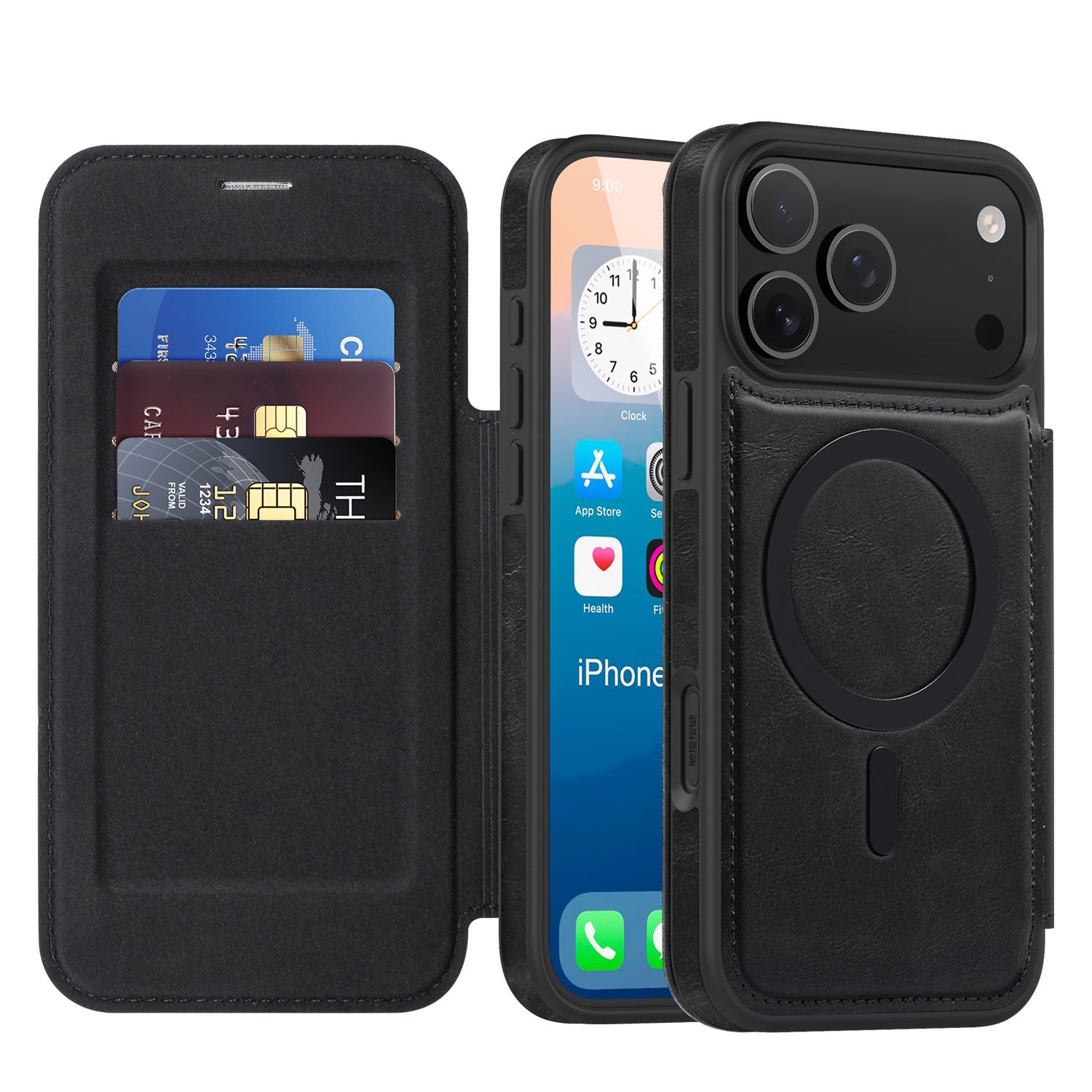 Solide-couleur, Minimaliste, Étui de téléphone en cuir magnétique polyvalent