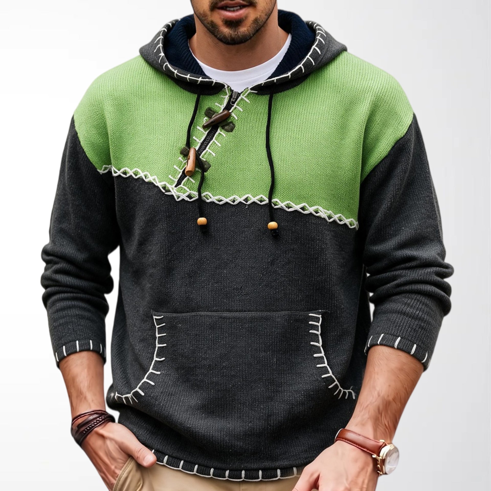Hommes Color-Block Pull à capuche à capuchon