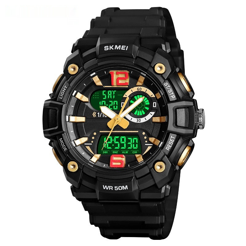Black Gold Multi-fonctionnel Waterproof Homme Montre électronique