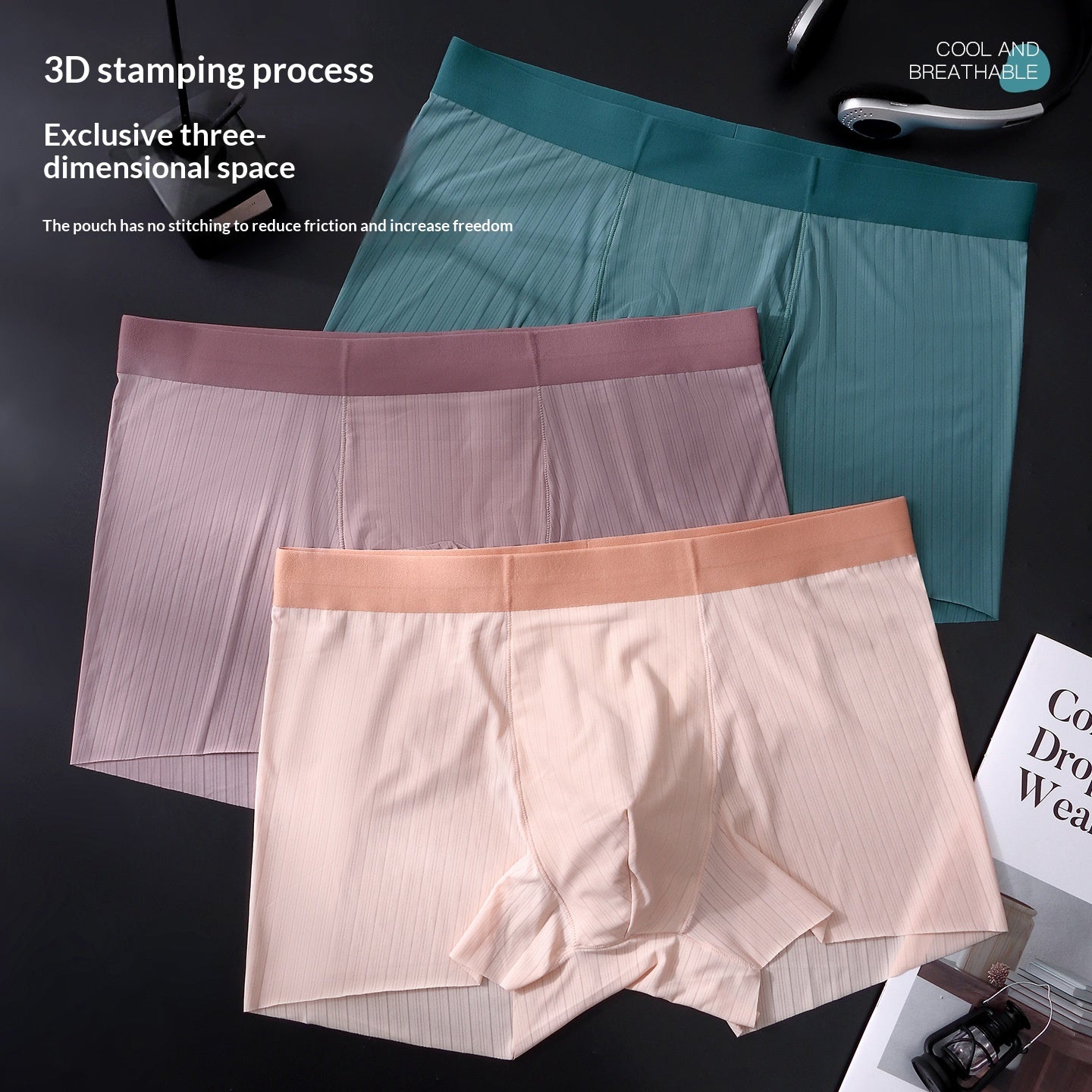 Hommes Summer Ice-silk Seamless Boxer Slips haute élasticité