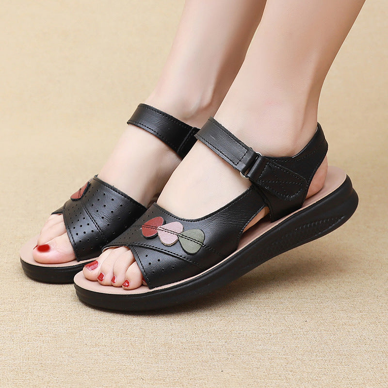 Sandales en cuir véritable pour femmes Soft-soled et polyvalent