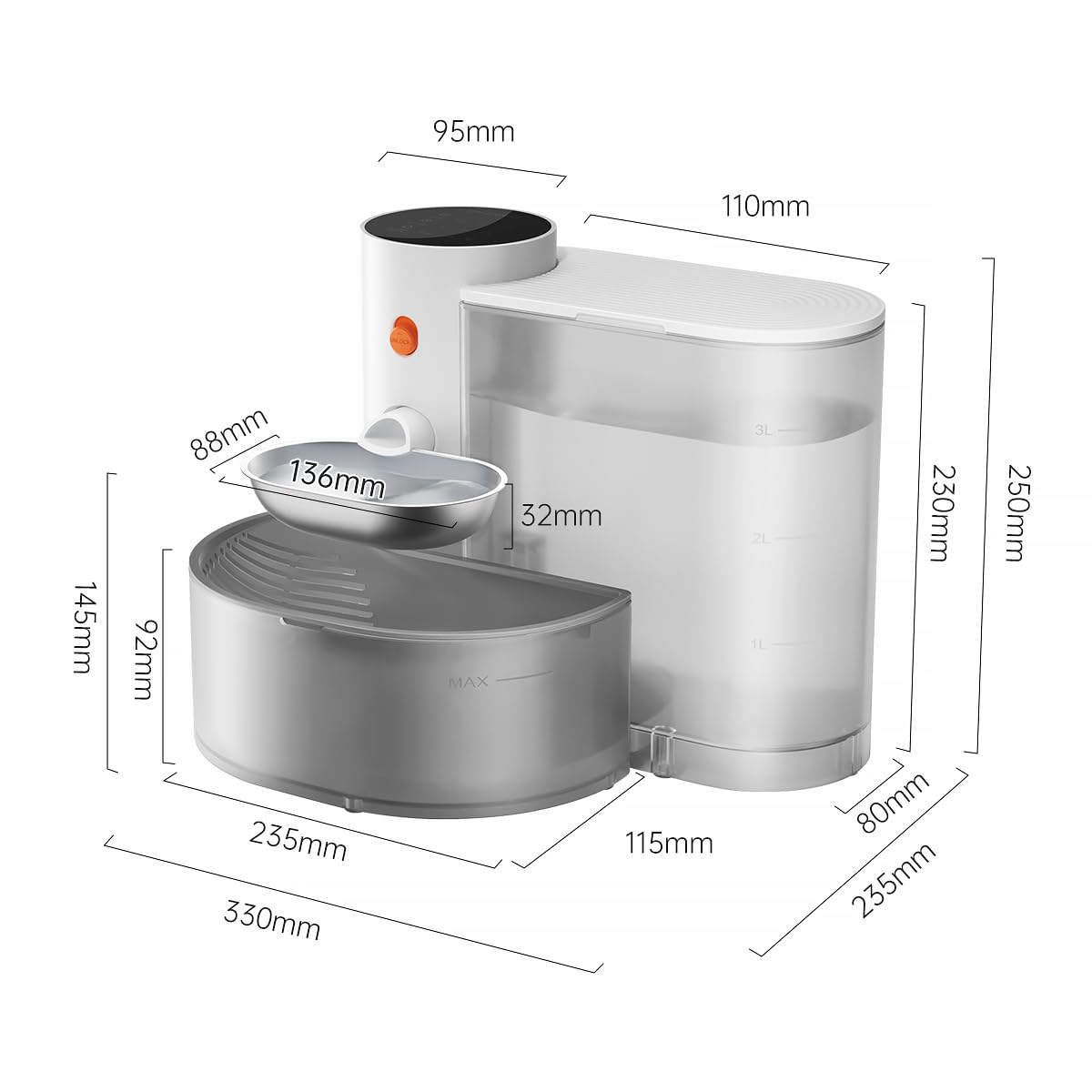 Distributeur d'eau pour chat intelligent - Bol d'eau en acier inoxydable