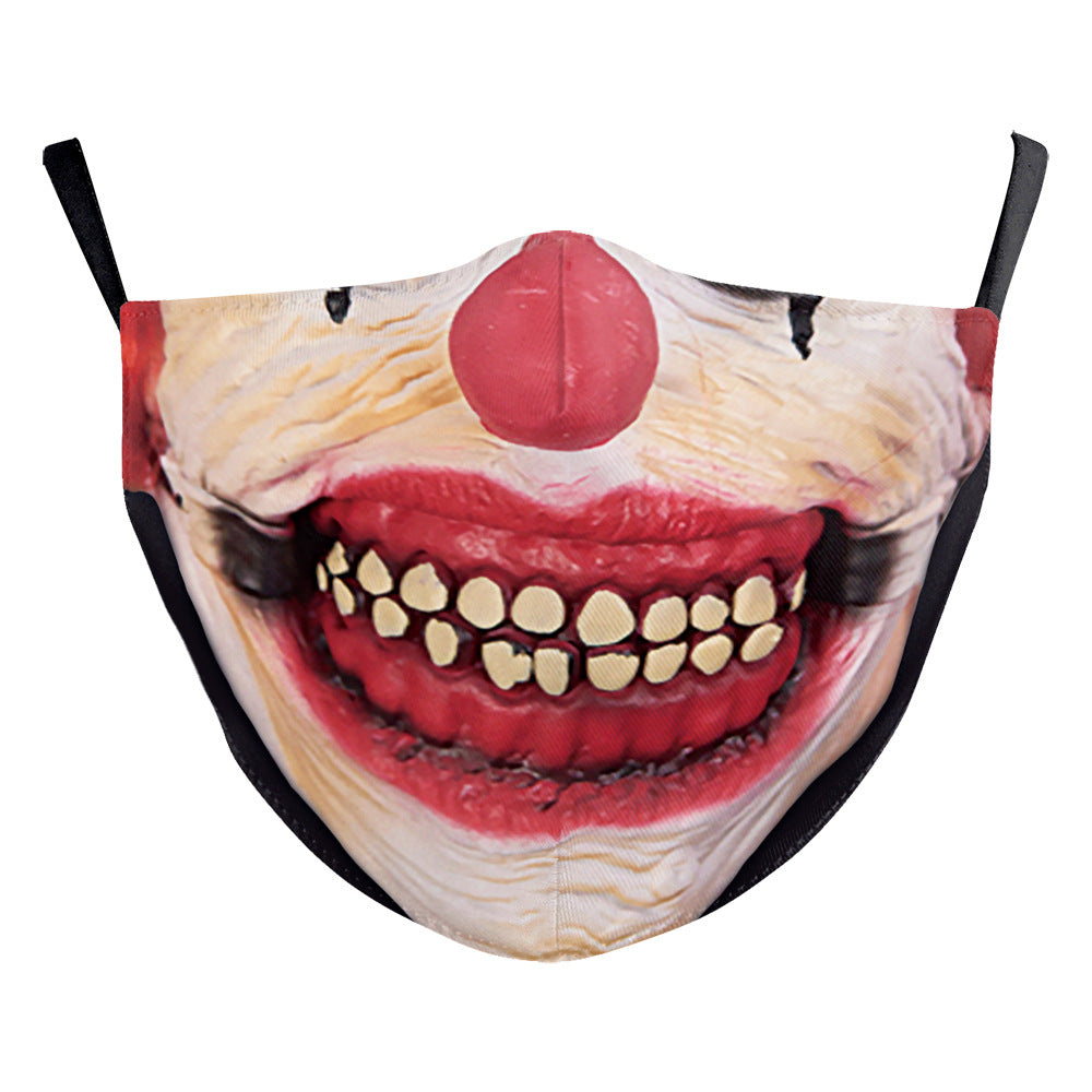 Halloween impression numérique drôle Horreur visage double couche masque de poussière
