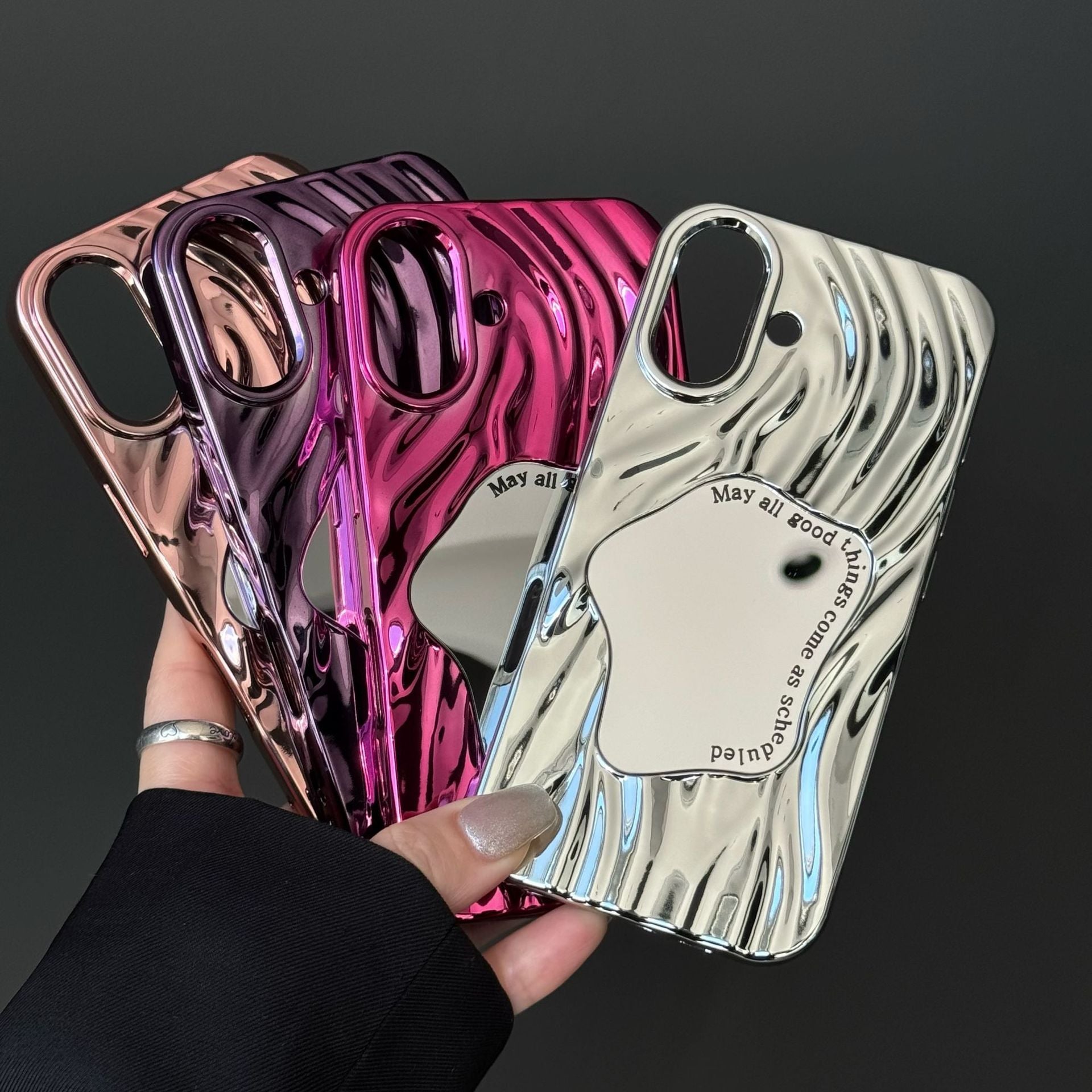 Electroplating Wave Pattern Mirror Phone Case Sens avancé