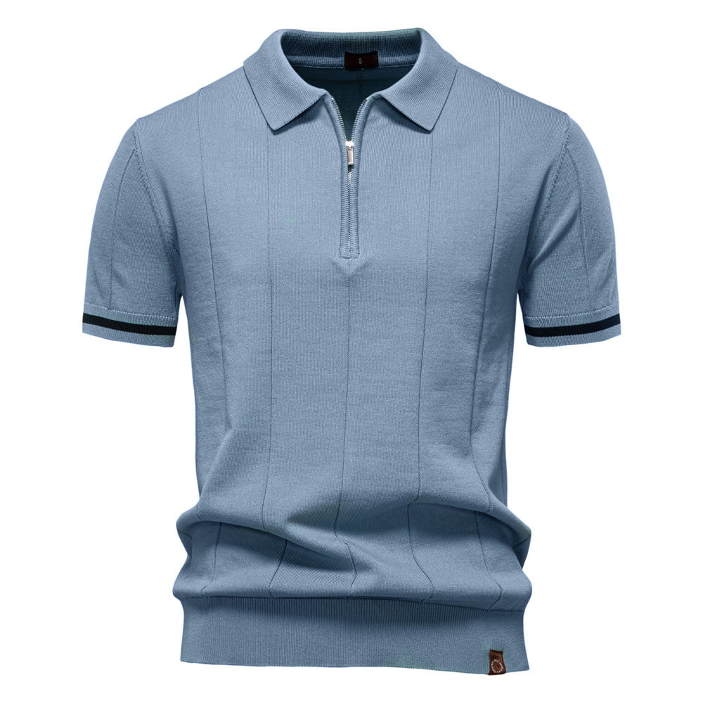 Polo tricoté casual homme avec un col tournant et manches courtes