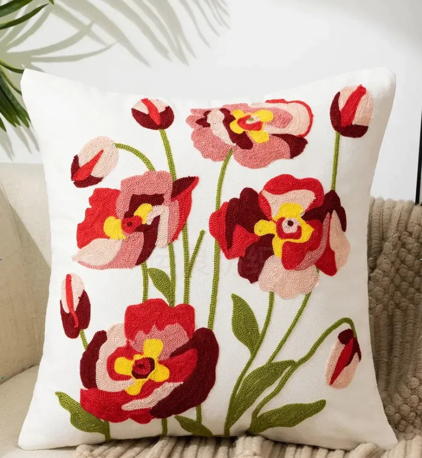 Étui d'oreiller décoratif avec couverture de broderie florale