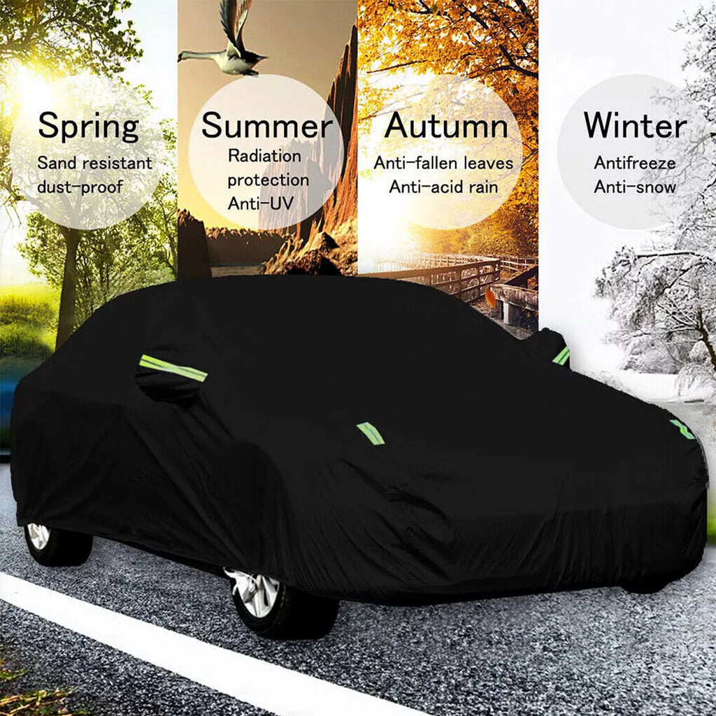 All Weather Full Car Cover 190T Polyester Protection anti-poussière UV Bretelles anti-vent avec Re