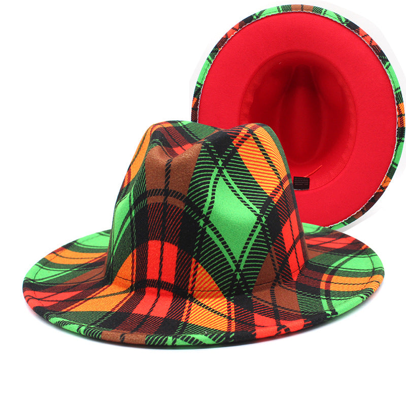 Hommes et femmes de couleur double face Matching Woolen Fedora Hat