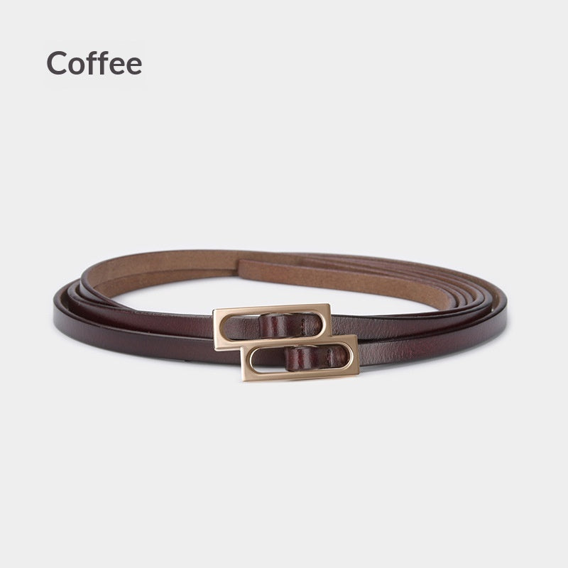 Ceinture en cuir casual rétro pour femmes avec double boucle