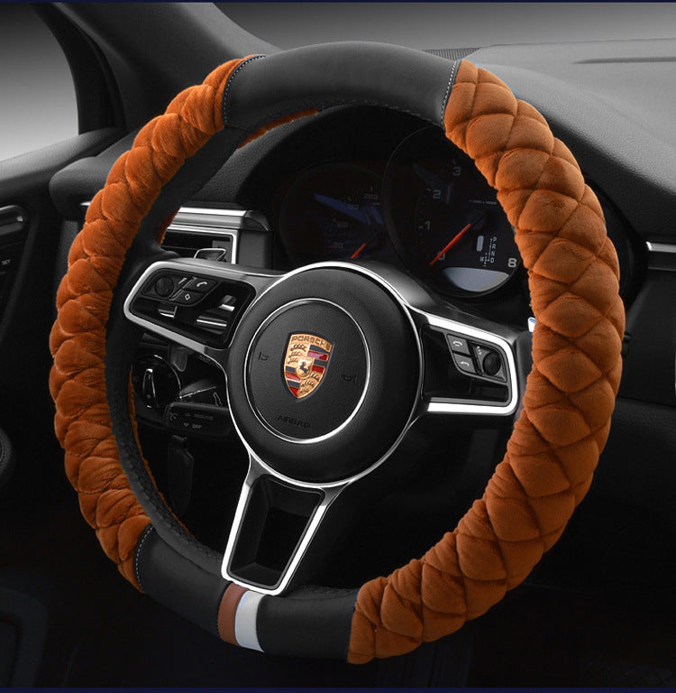 Couverture universelle de volant de voiture Hiver Décoration Mignon 38cm En peluche Empreinte Auto Automo
