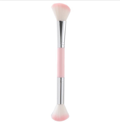 Brosse de maquillage à double tête Poudre molle Blush Highlight Fibre cheveux doux