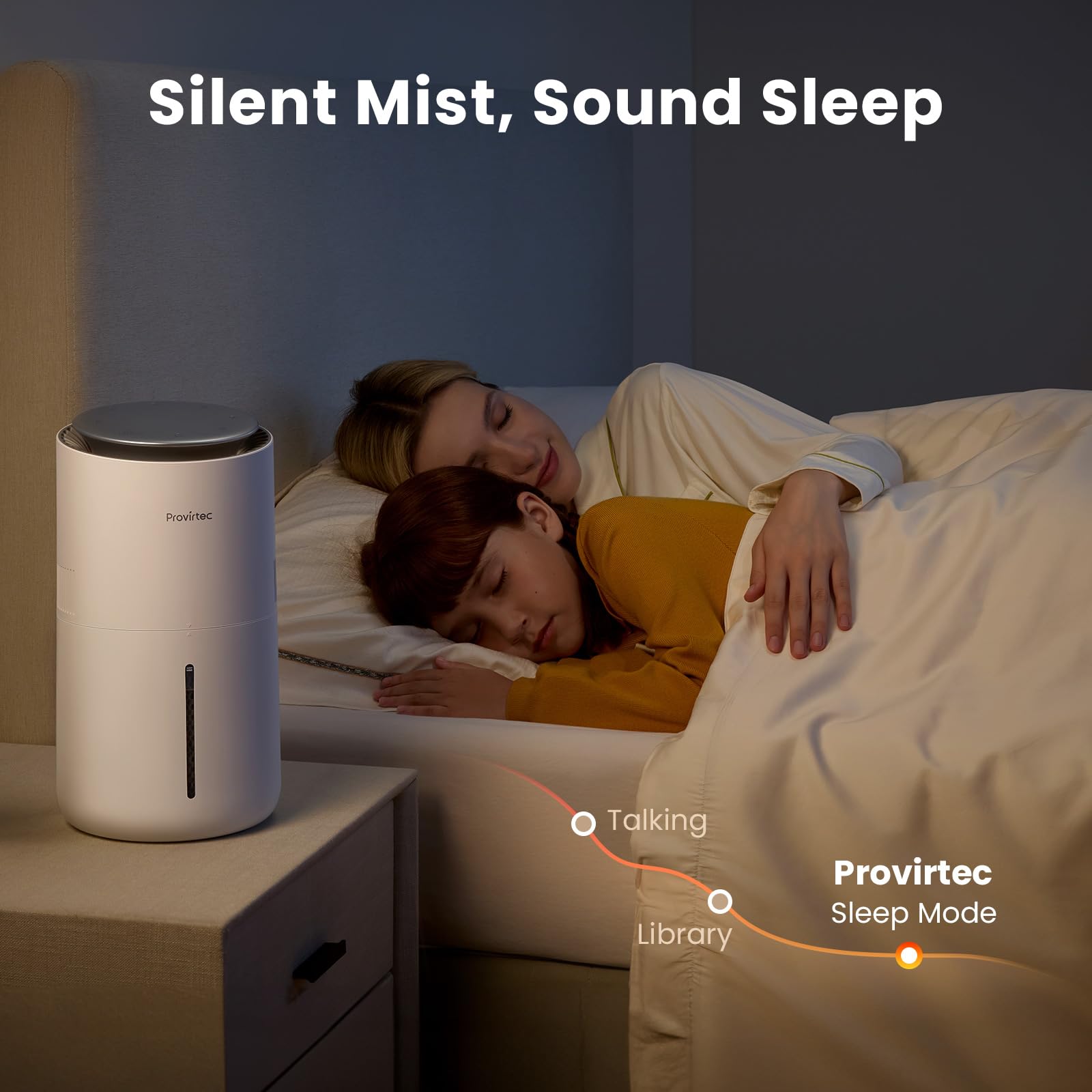 Humidificateur d'évaporation pour les enfants de chambre facile à nettoyer Petit contrôle d'humidité automatique 3L