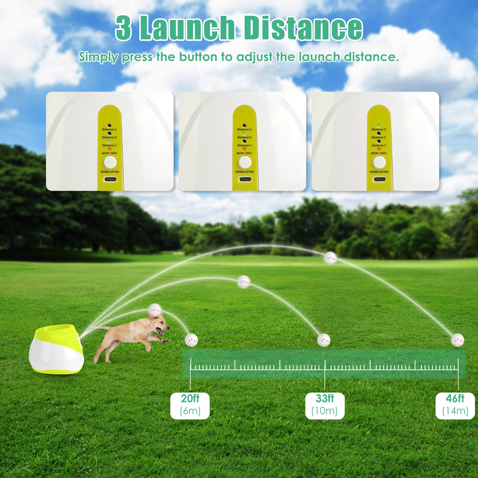 Lance-balles de chien automatique Rechargeable Interactive Pet Ball Lanceur pour petit chien moyen