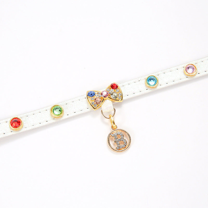 Bande de chat de collier de chien avec alliage de diamant Bow