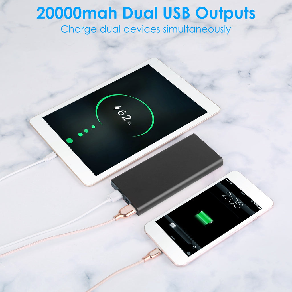 1Pc 20000mAh Power Bank Chargeur de batterie externe portable avec double sortie USB
