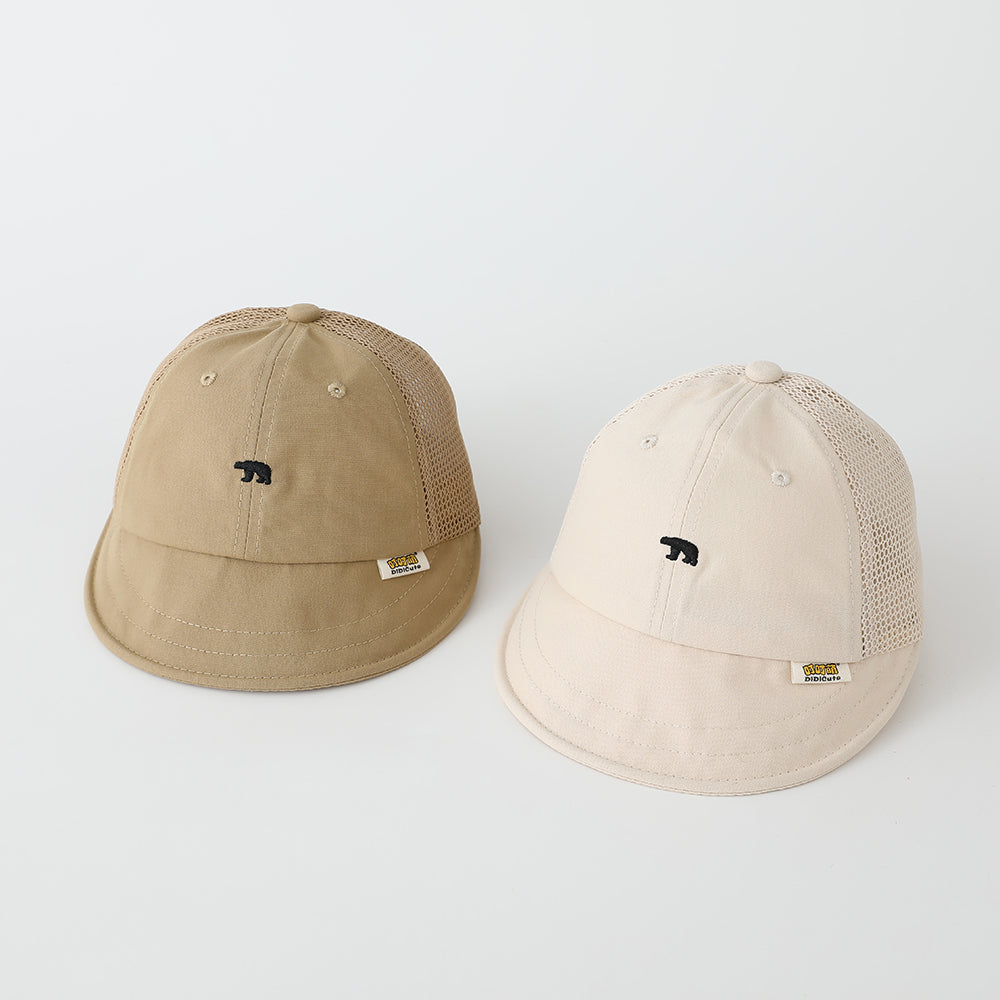 Casquette de baseball brodée en maille simple d'ours pour enfants - Mignon et style frais Baby Breathabl