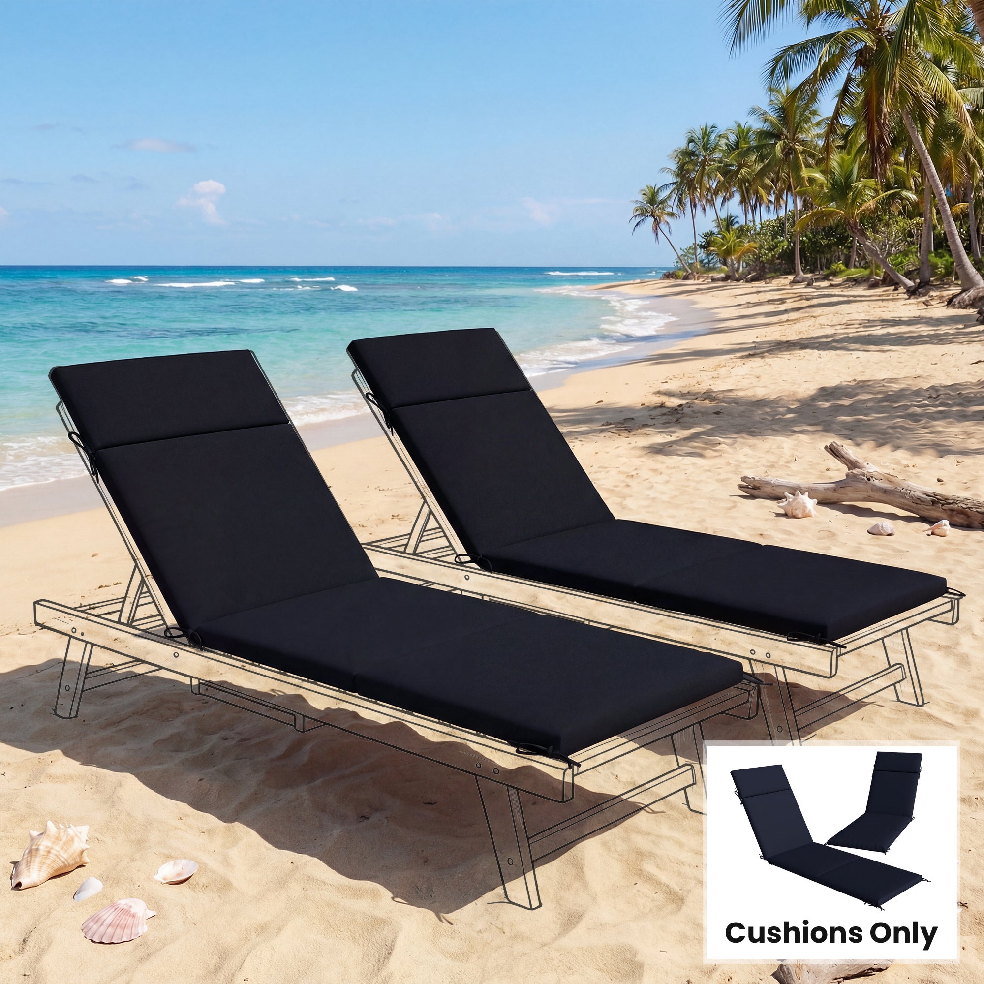 Coussins de salon de la chaise extérieure Set de 2 avec 6 cravates