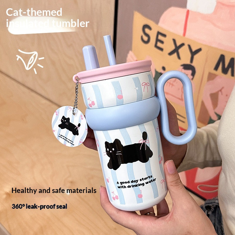 Mug mignon tasse de bureau Hautement élégant coupe de paille en acier inoxydable bouteille de maintien à froid