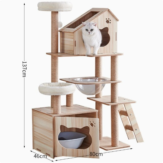 Wood-based Particleboard Pet House Design avec le jouet Cat intégré Sisal Scratching Post