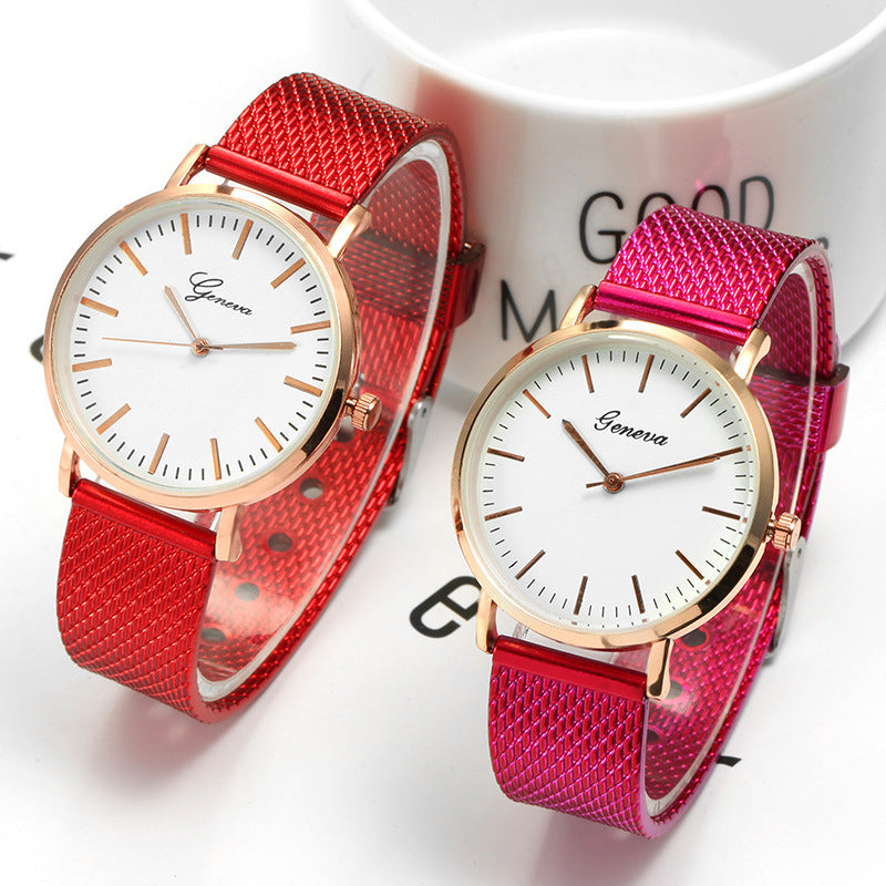 Montres Genève cadran plaque Mesh ceinture féminine minimaliste mince
