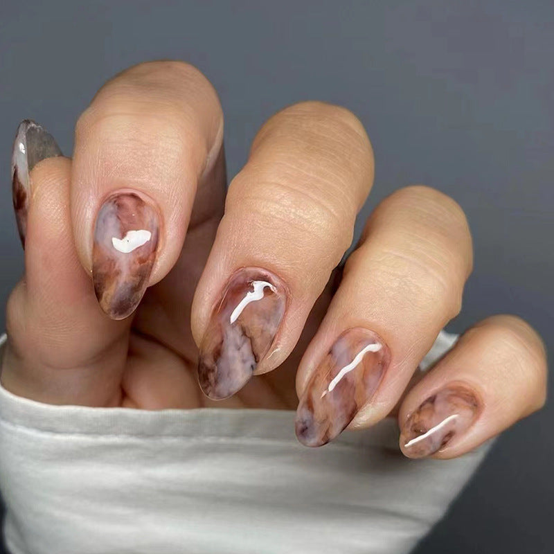 Ombre False Nails En forme d'ovule Prêt-à-porter Nails
