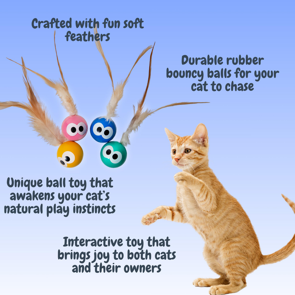 Balles Bouncing Jouet de chat avec plume - Interactive boule de chat Bouncing avec queue