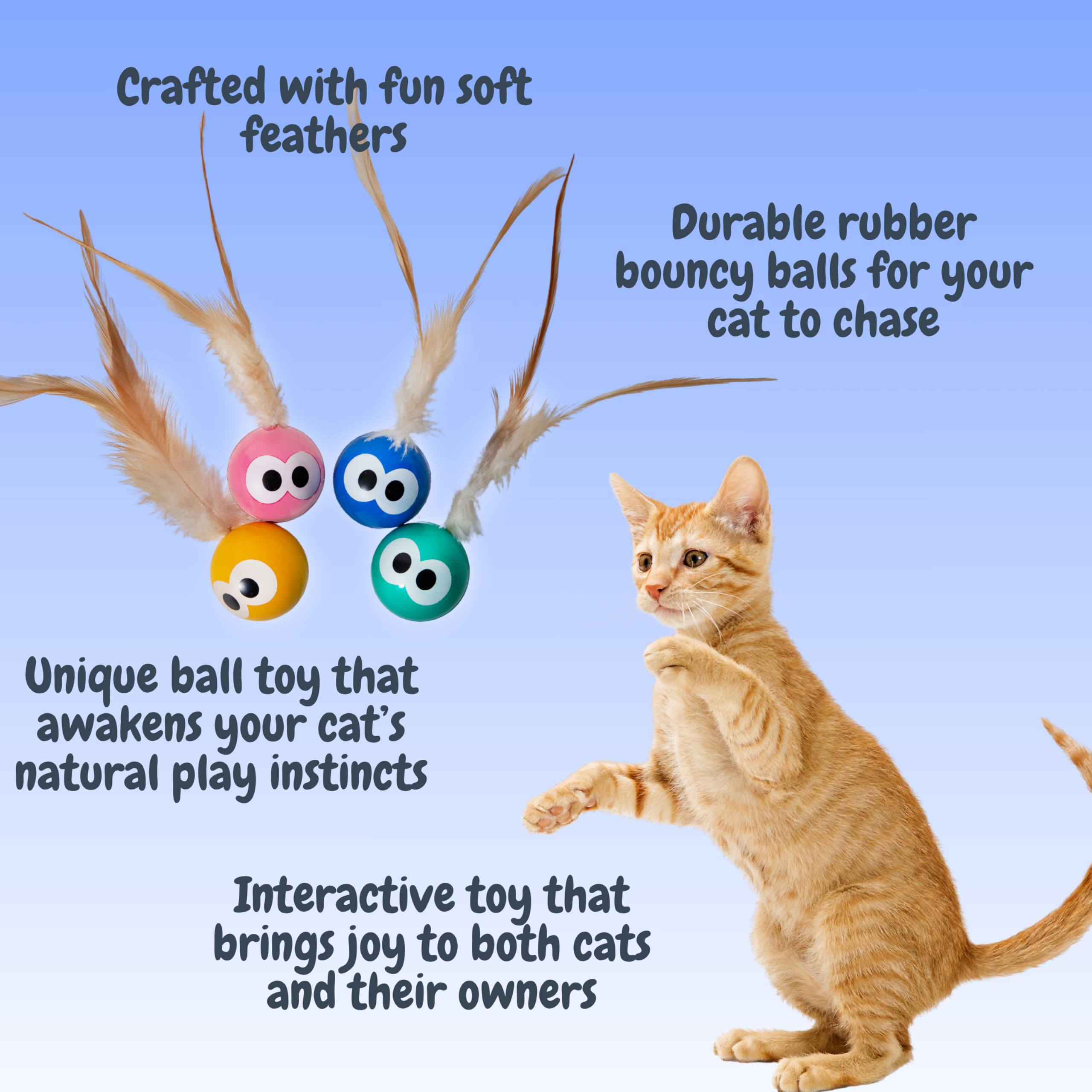 Balles Bouncing Jouet de chat avec plume - Interactive boule de chat Bouncing avec queue