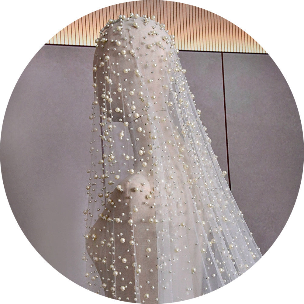 Industrie lourde de luxe voile de perles de mariée