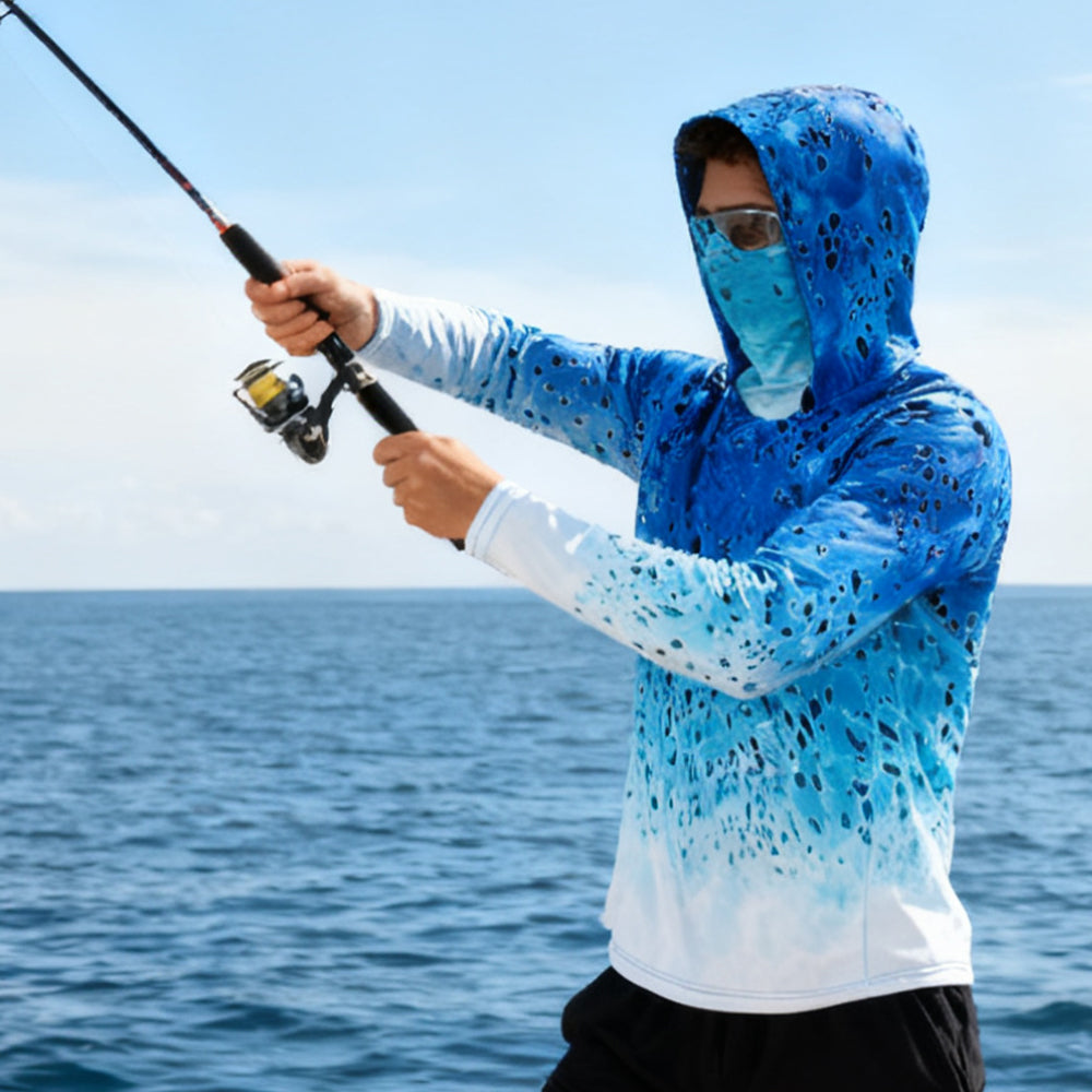 Pêche Hoodie voile chemise Surf couverture visage cou été hommes longue manches chasse Jersey