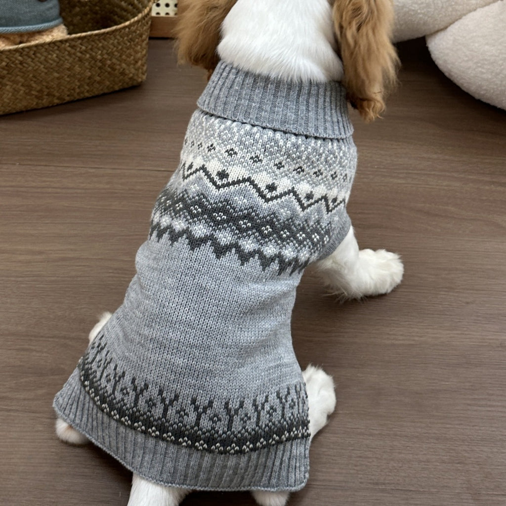 Gris Fair Isle Sweater Little Dog Teddy Sweater Automne Et l'hiver