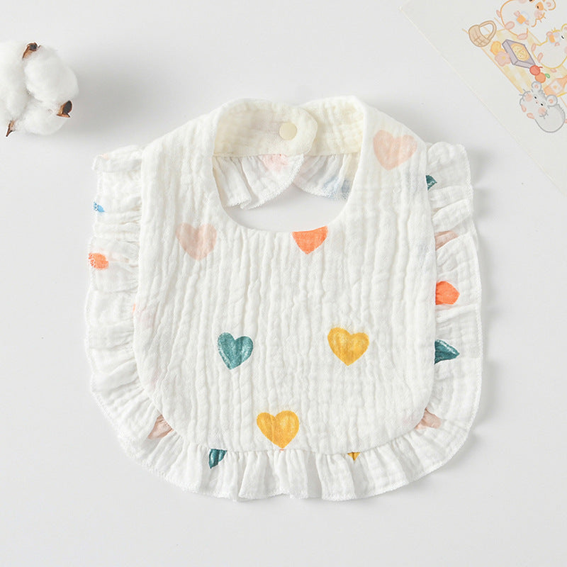 Bébé Bib Rufflé coton imprimé Gauze Dentelle Bib