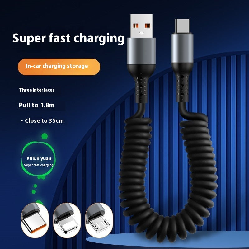 Câble de recharge de téléphone mobile de stockage rétractable à ressort