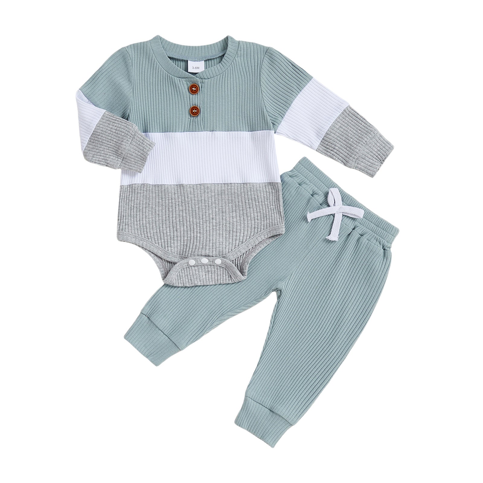 Bébé Garçon Romper Manches longues Couleur-Block Jumpsuit Pantalons à couleurs solides