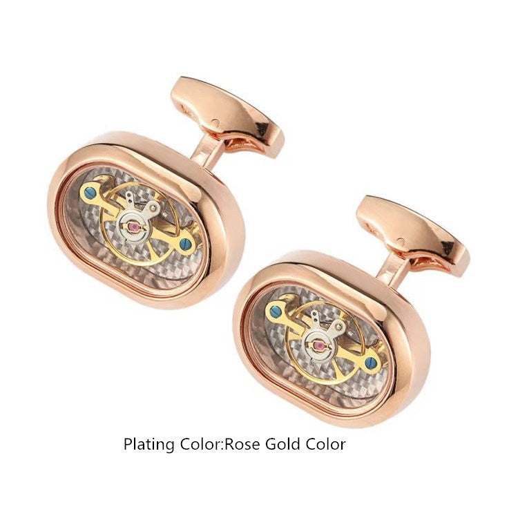 Mouvement Tourbillon Homme Boutons de manchette Gun Noir Français