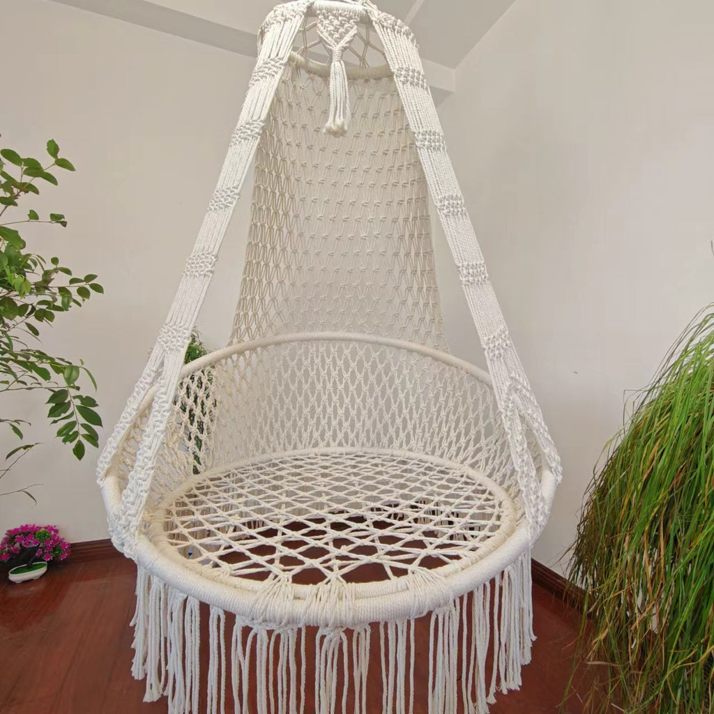 Grand fauteuil suspendu en coton tissé à la main