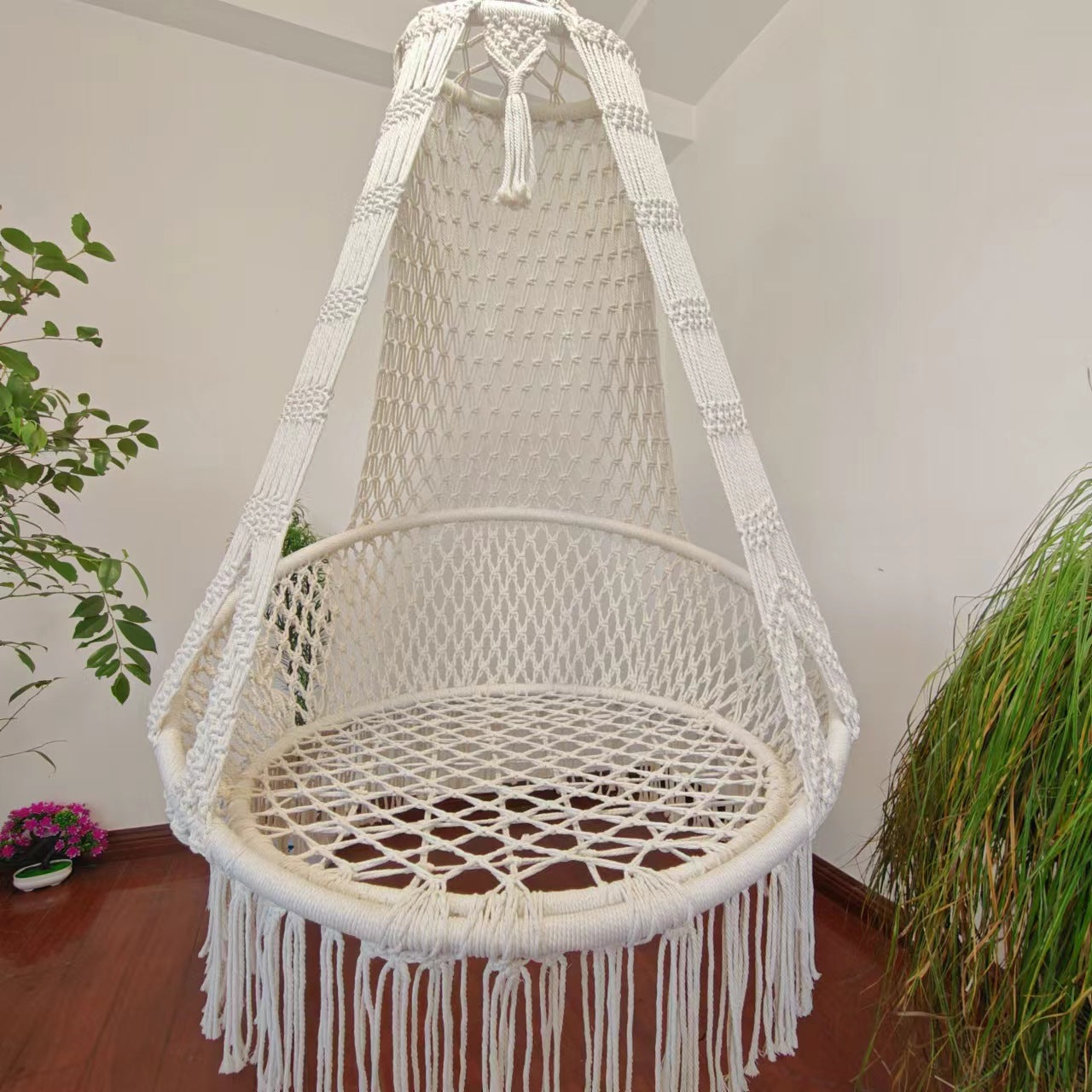 Grand fauteuil suspendu en coton tissé à la main