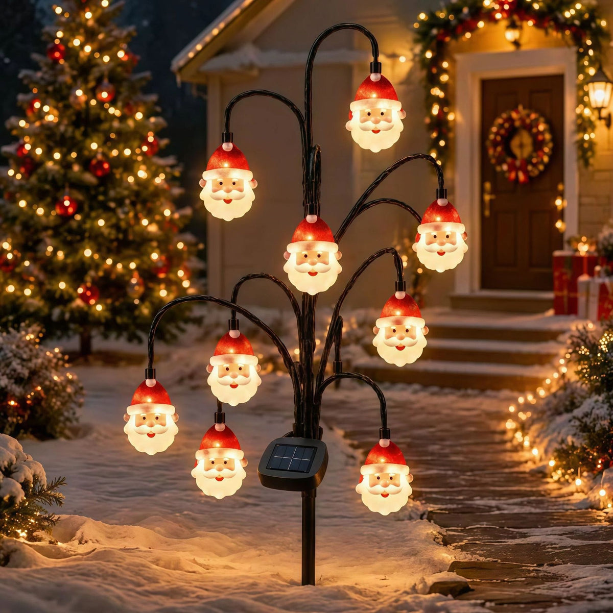 Lumières d'arbre décoratif à énergie solaire de la cour extérieure de Noël