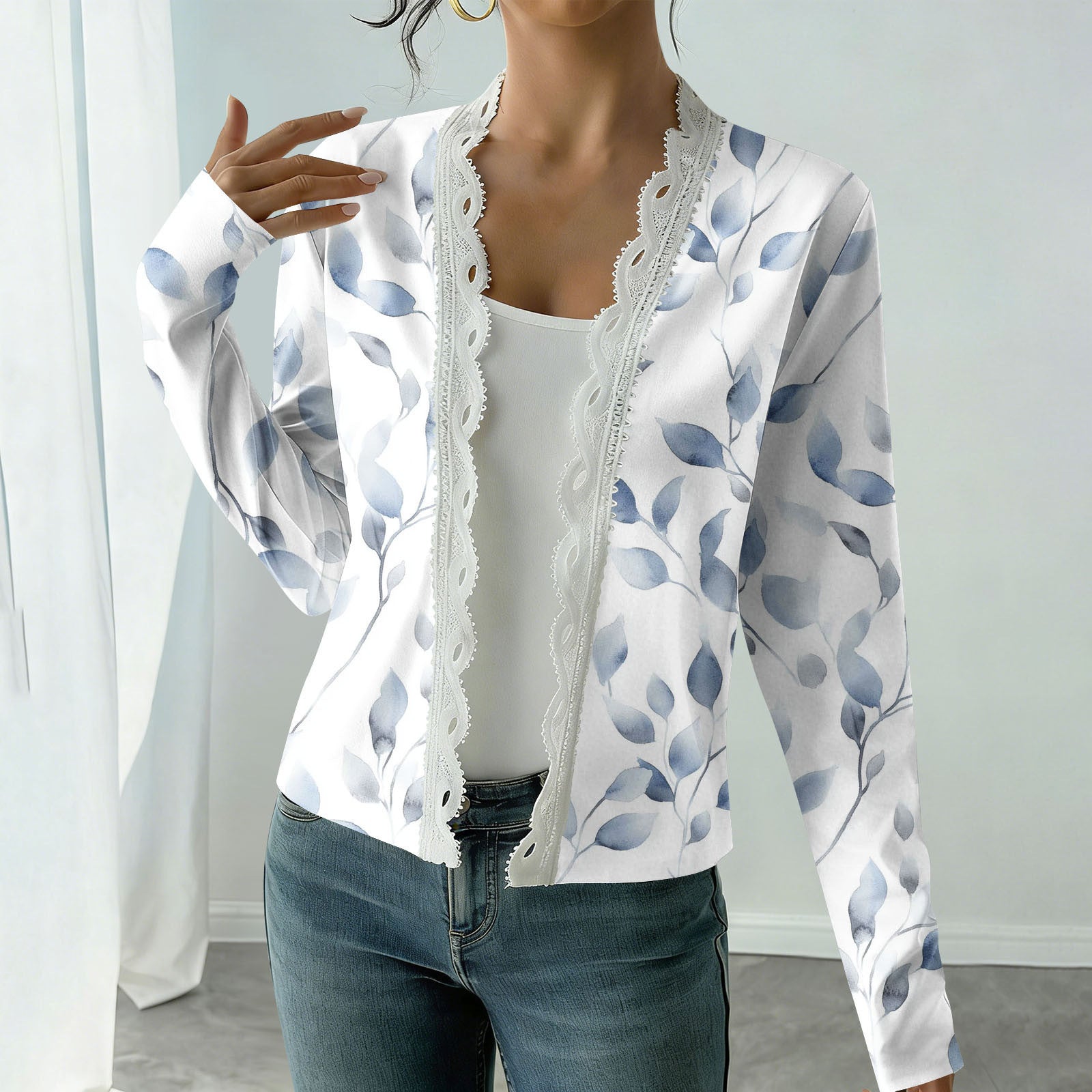 Élégant Cardigan imprimé à manches longues