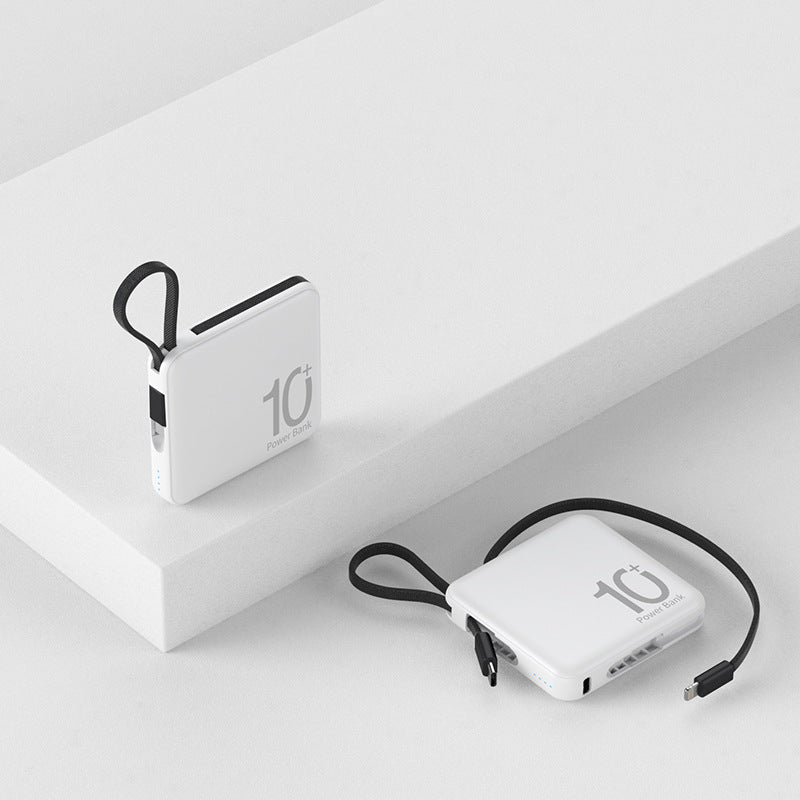Mini Banque de puissance grande capacité petite et ultra-mince avec câble source d'énergie portable